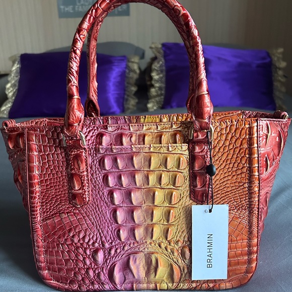 Brahmin Small Ashlee Glam Ombré (orange/pink) Leather - Picture 3 of 9